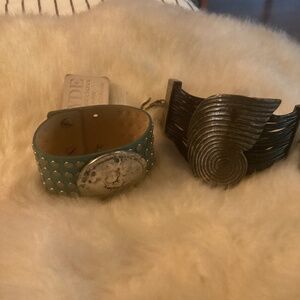 2 Gorgeous, Boho chic, leather shell bracelets